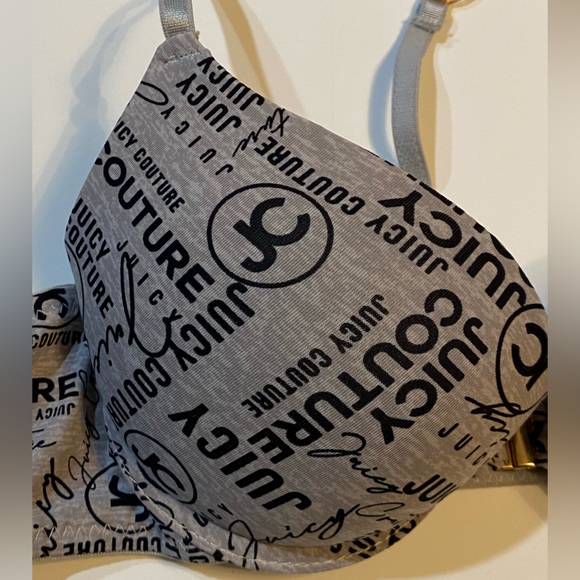 2/$40 34B Juicy Couture Grey Padded Bra with Front Closure Metal T-back Racer - Picture 7 of 11